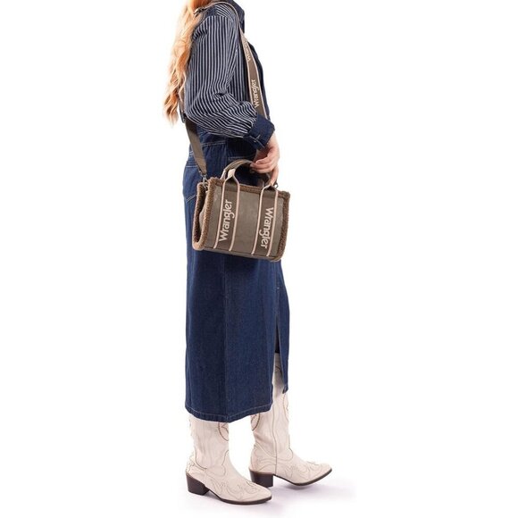 Wrangler Tote Bag for Women Fluffy Sherpa Top-Handle Lamb Wool Handbags - Picture 6 of 9